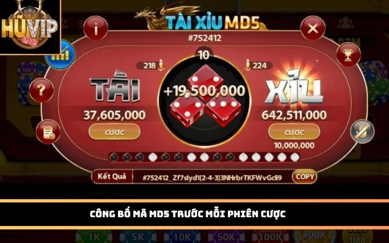 Công bố mã MD5 trước mỗi phiên cược